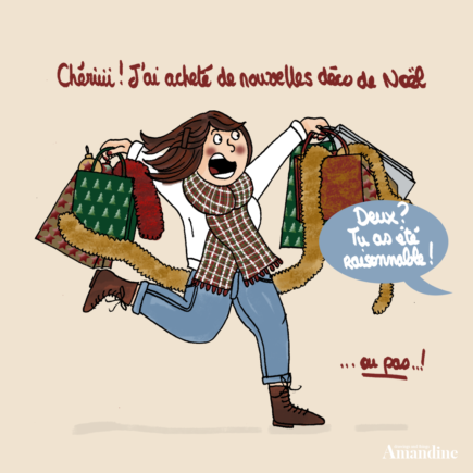 J'ai acheté de nouvelles décorations de Noël... Illustration inédite sur le blog de Drawings and things