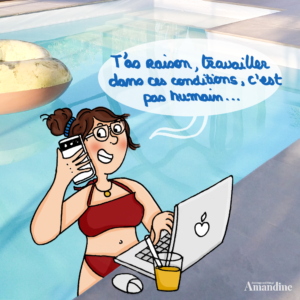 Travailler-Pendant-La-Canicule-Piscine-Illustration-by-Drawingsandthings